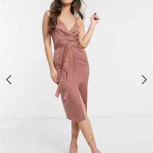 ASOS DESIGN Cami Midi Dress with Wrap Waist in Satin - NWT